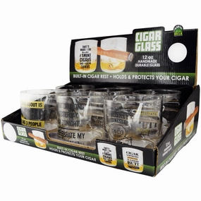 12 oz Drinking Glass with Cigar Rest - 6 Pieces Per Retail Ready Display 25550