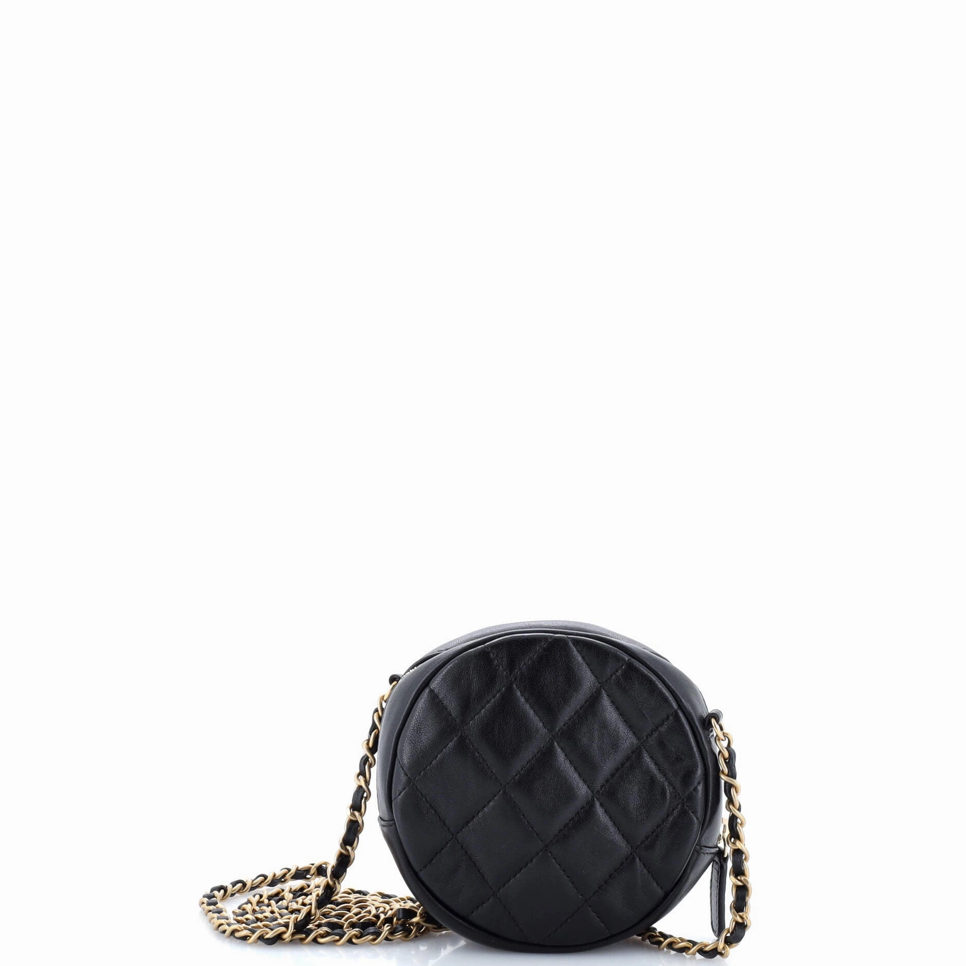 18K Charms Round Clutch With Chain Quilted Lambskin Mini
