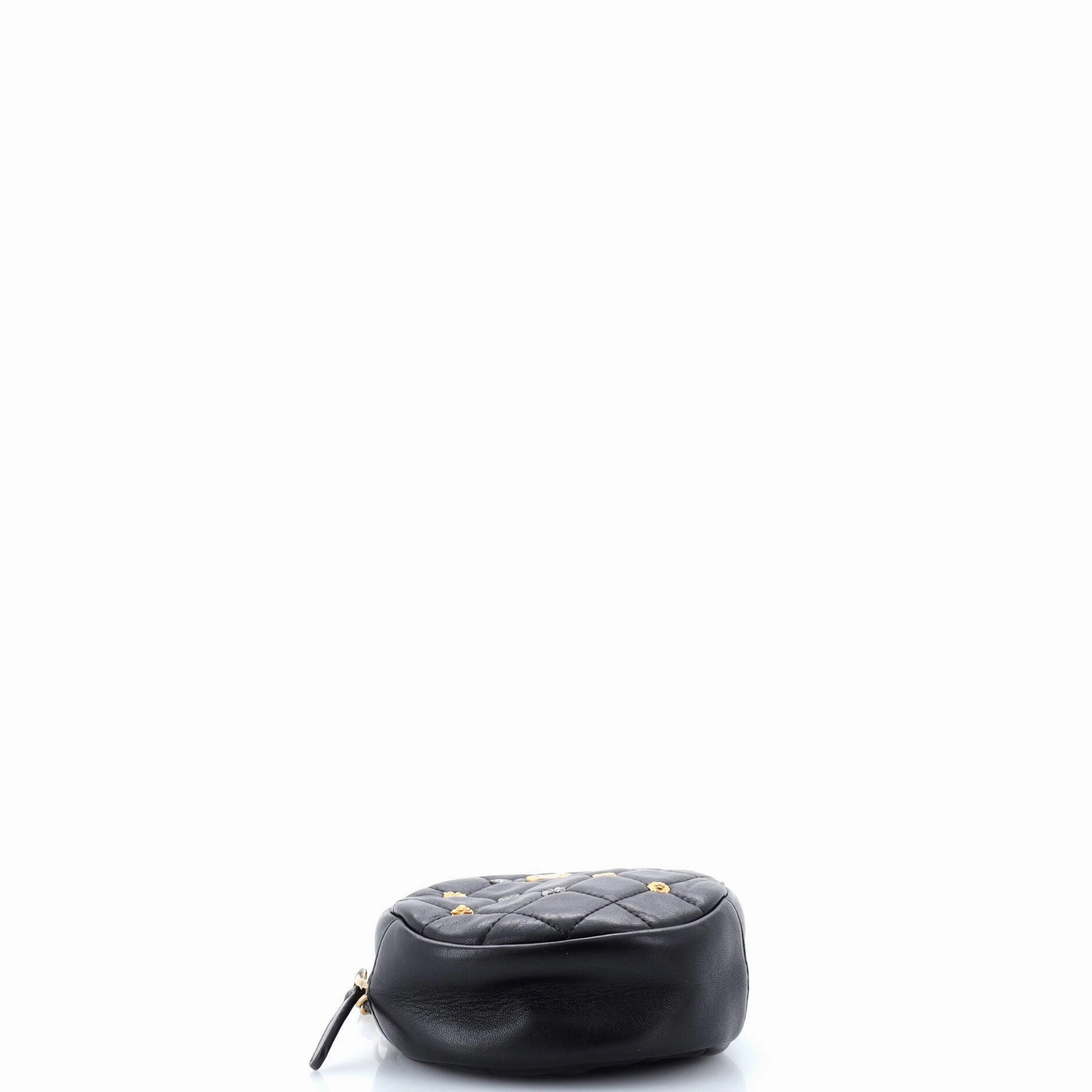 18K Charms Round Clutch With Chain Quilted Lambskin Mini