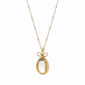 1928 Jewelry Glass Egg Pendant Necklace 24"