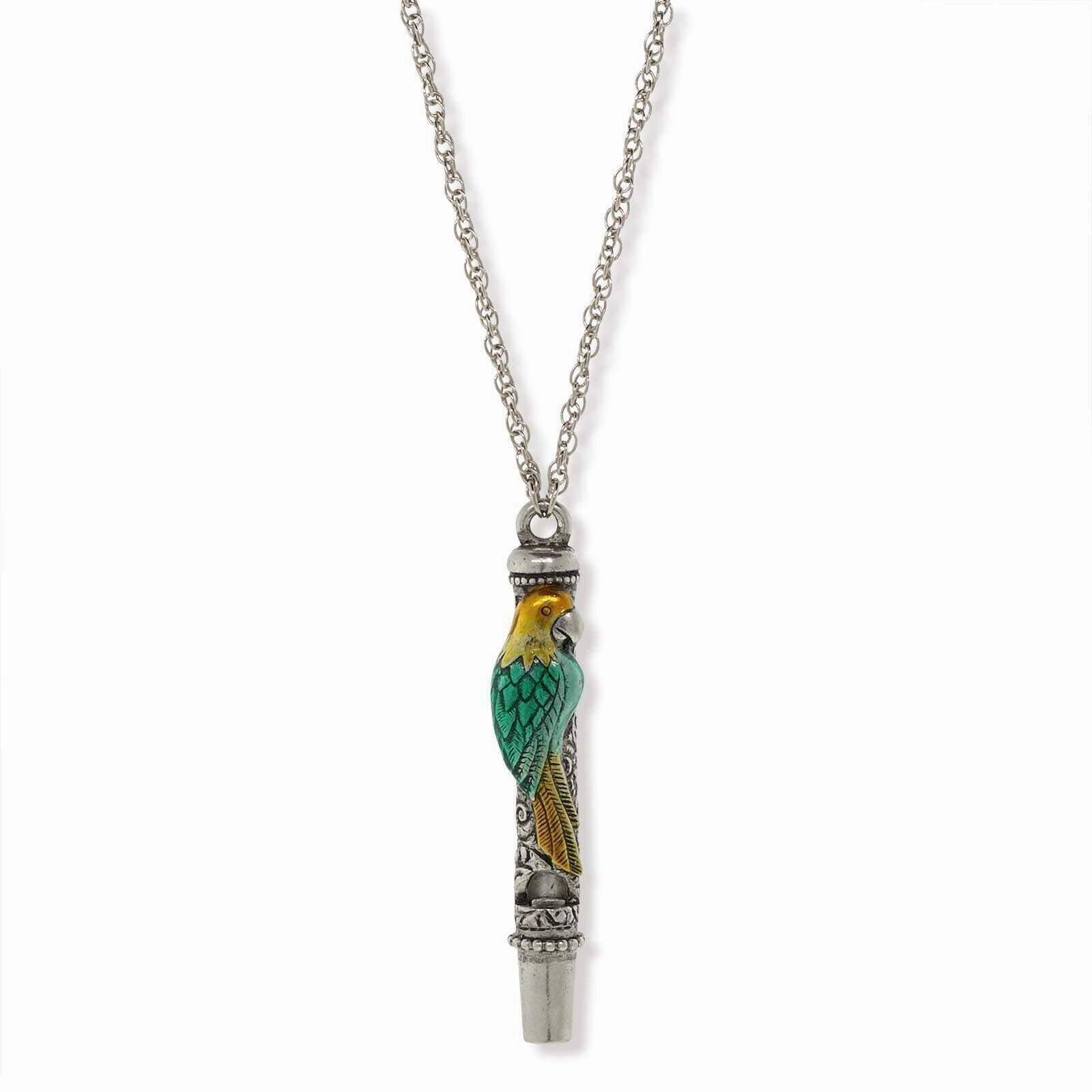 1928 Jewelry Neotropic Exotic Parrot Pendant Whistle Necklace 30"