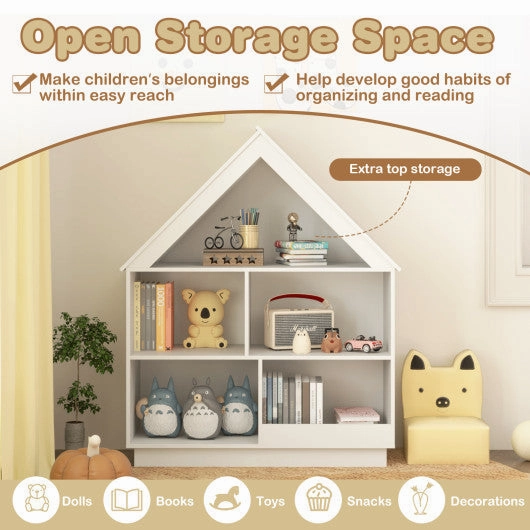 3-Tier House-Shaped Toy Storage Organizer With Open Shelves-White