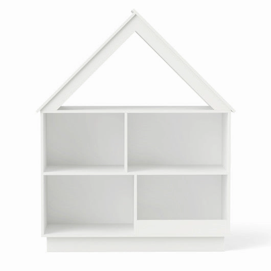 3-Tier House-Shaped Toy Storage Organizer With Open Shelves-White