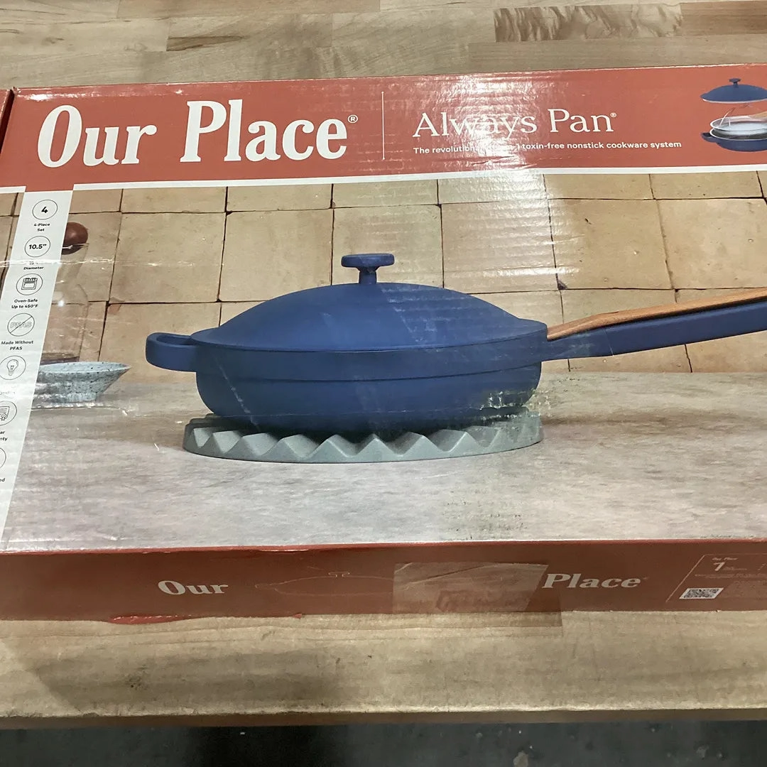 4pc Aluminum Ceramic Nonstick Always Pans- Blue Salt