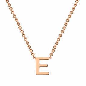 9ct Rose Gold Initial "E" Pendant on 43cm Chain