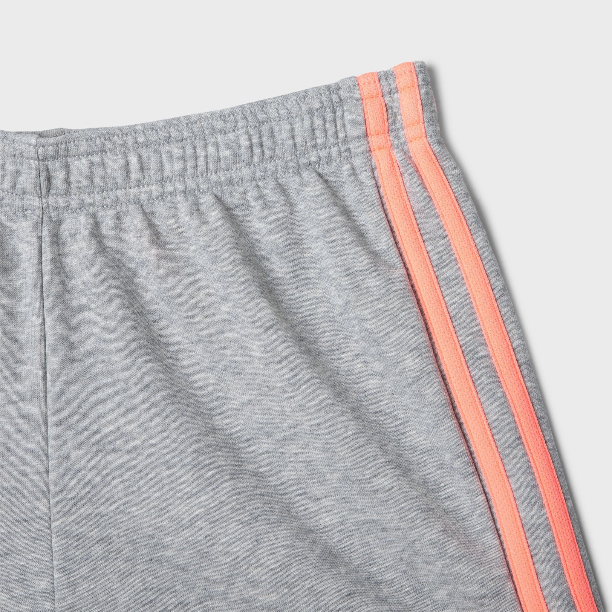 adidas Junior Girls' Essentials 3-Stripes Shorts Medium Grey Heather / Acid Red