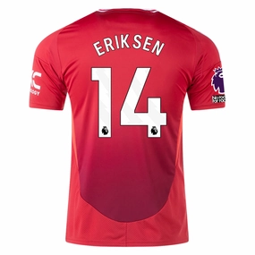 adidas Manchester United Christian Eriksen Home Jersey w/ EPL   No Room For Racism 24/25 (MUFC Red)