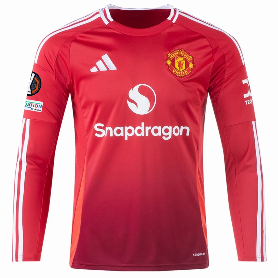 adidas Manchester United Long Sleeve Home Jersey w/ Europa League Patches 24/25 (Red)