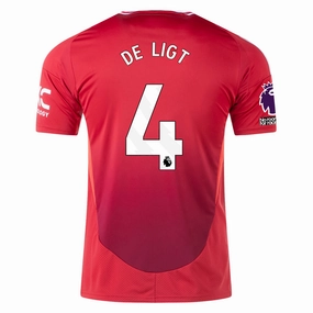 adidas Manchester United Matthijs De Ligt Home Jersey w/ EPL   No Room For Racism 24/25 (MUFC Red)