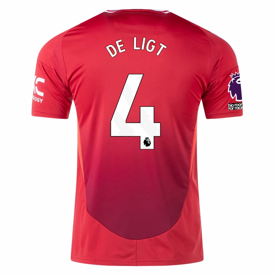 adidas Manchester United Matthijs De Ligt Home Jersey w/ EPL   No Room For Racism 24/25 (MUFC Red)