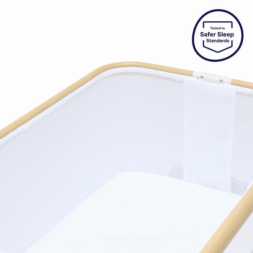 Alfie Bedside Bassinet - White/Natural