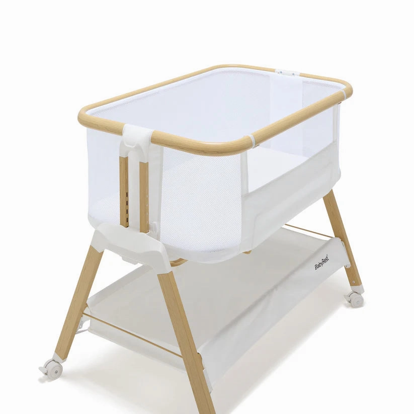 Alfie Bedside Bassinet - White/Natural