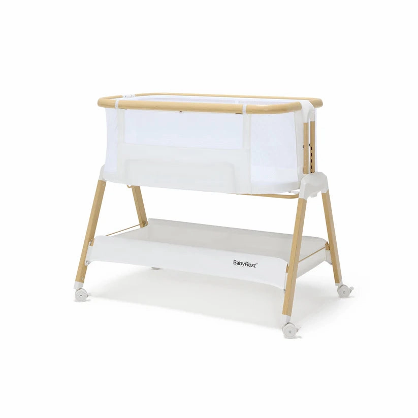 Alfie Bedside Bassinet - White/Natural