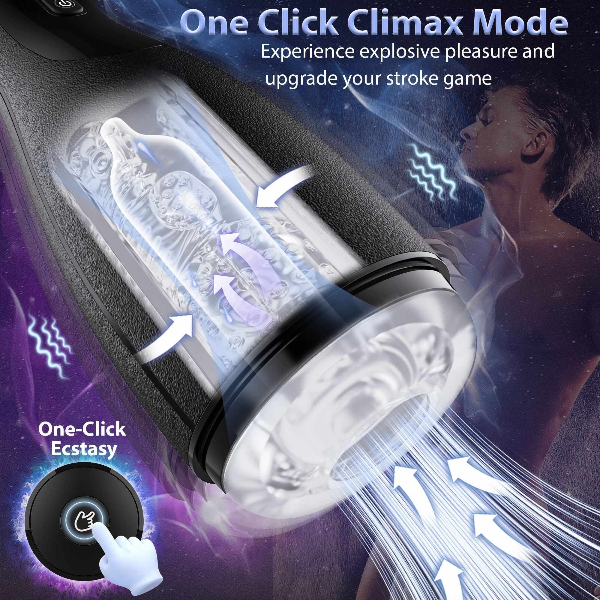 AMOVIBE Male Sex Toy with 3 Squeezing Modes, 3 Suctions & 10 Vibrations