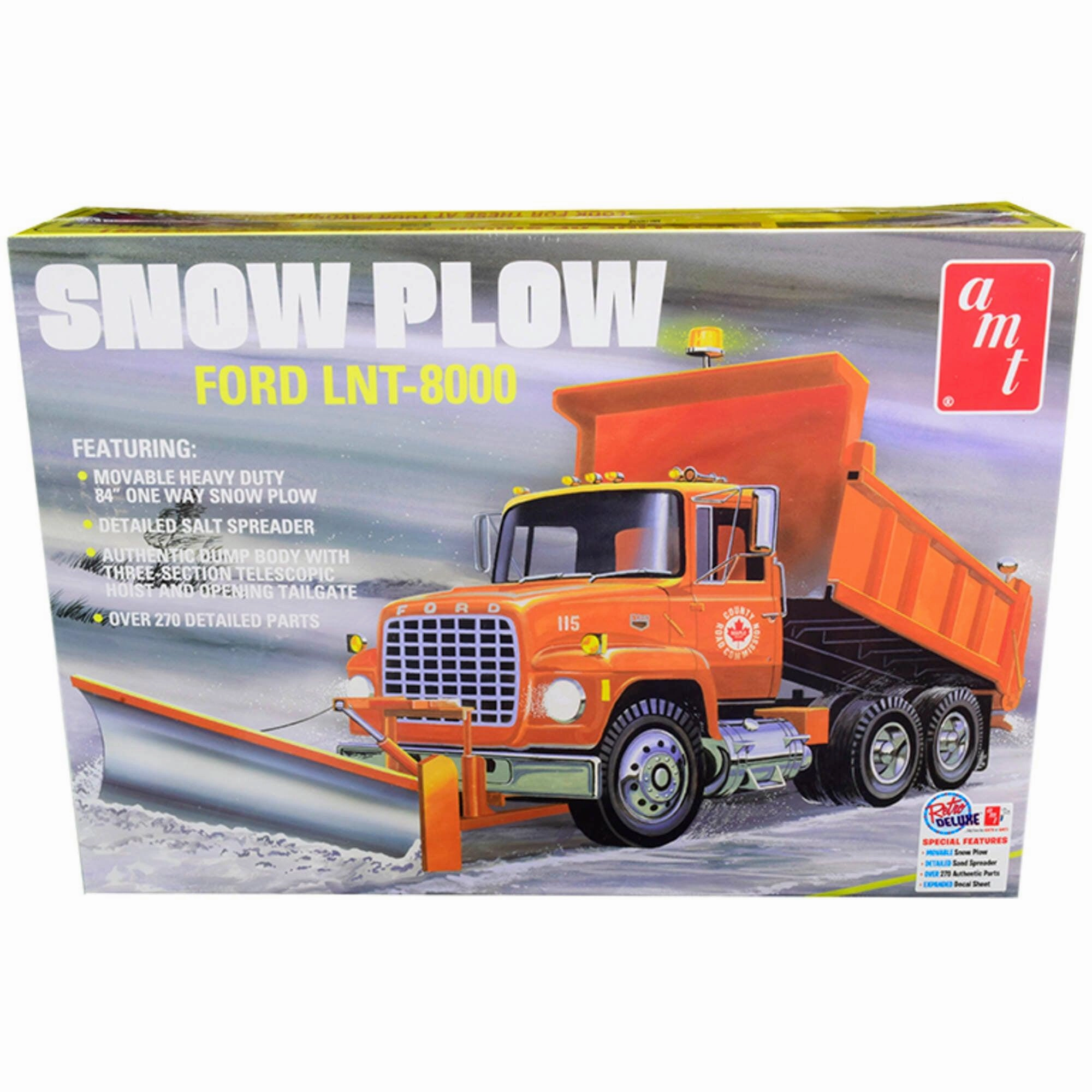AMT 1/25 Model Kit - Skill 3 Ford LNT-8000 Snow Plow Truck Chrome Plated Parts Plastic