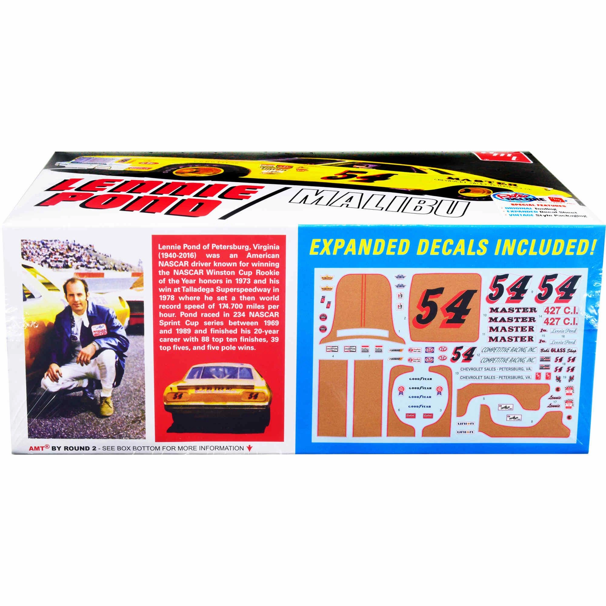 AMT 1/25 Scale Model Kit - Skill 2 1974 Chevrolet Malibu Stock Car #54 Lennie Pond