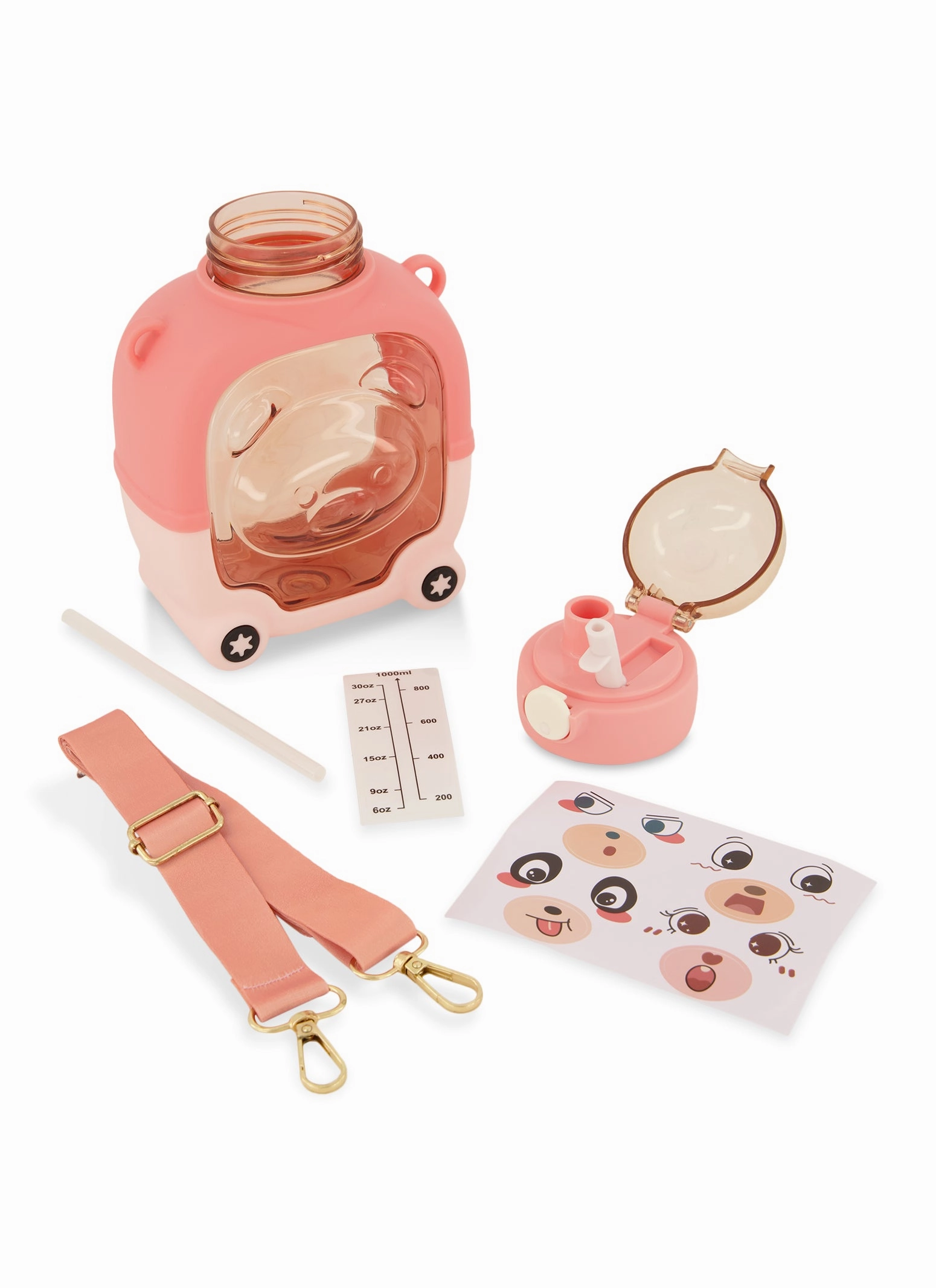 Bear Graphic Flip Straw Water Bottle