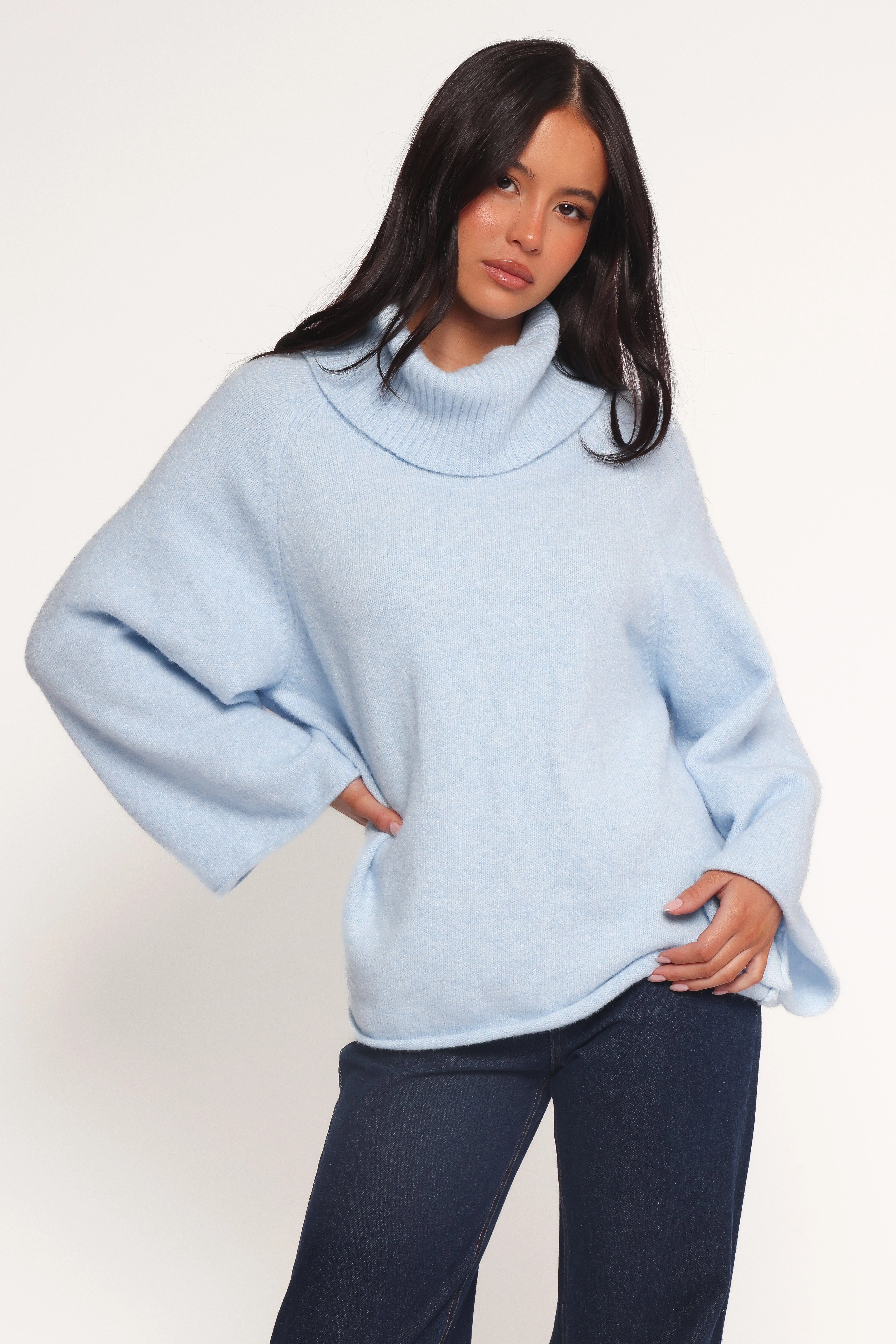 Bindy Cowlneck Knit Sweater - Blue