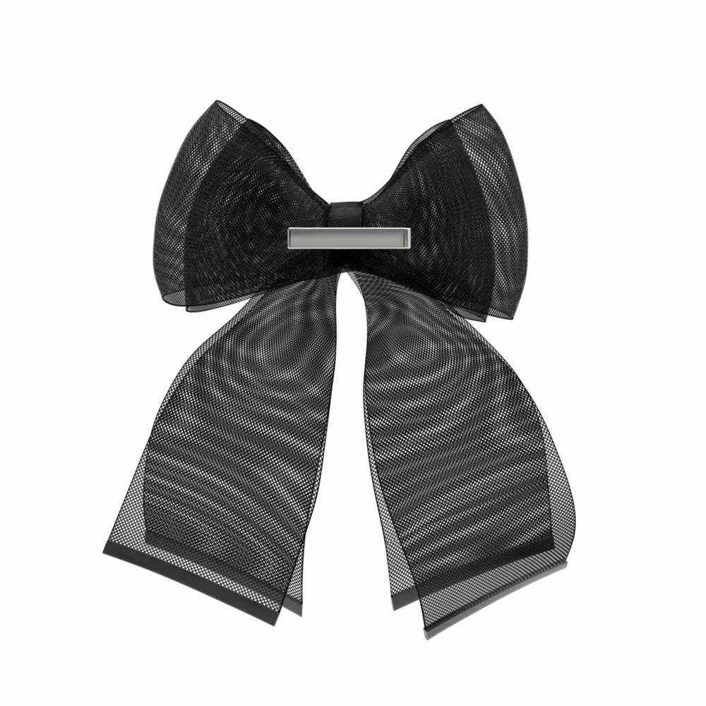Bow Coal Tulle Clip