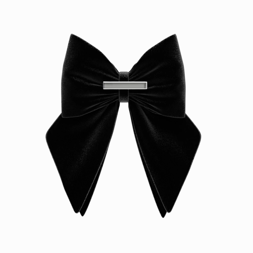 Bow Coal Velvet Clip