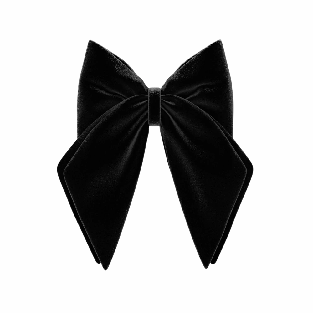 Bow Coal Velvet Clip