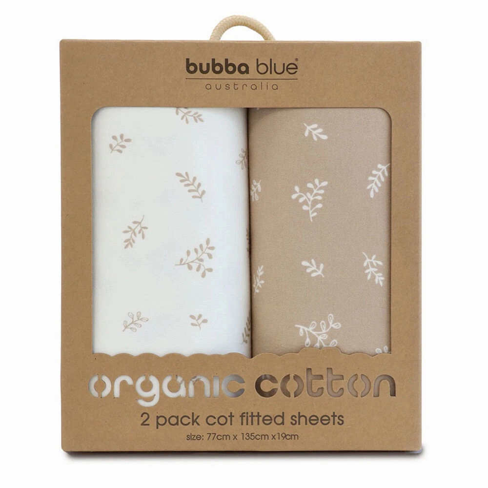 Bubba Blue Organic Chestnut 2pk Cot Fitted Sheets