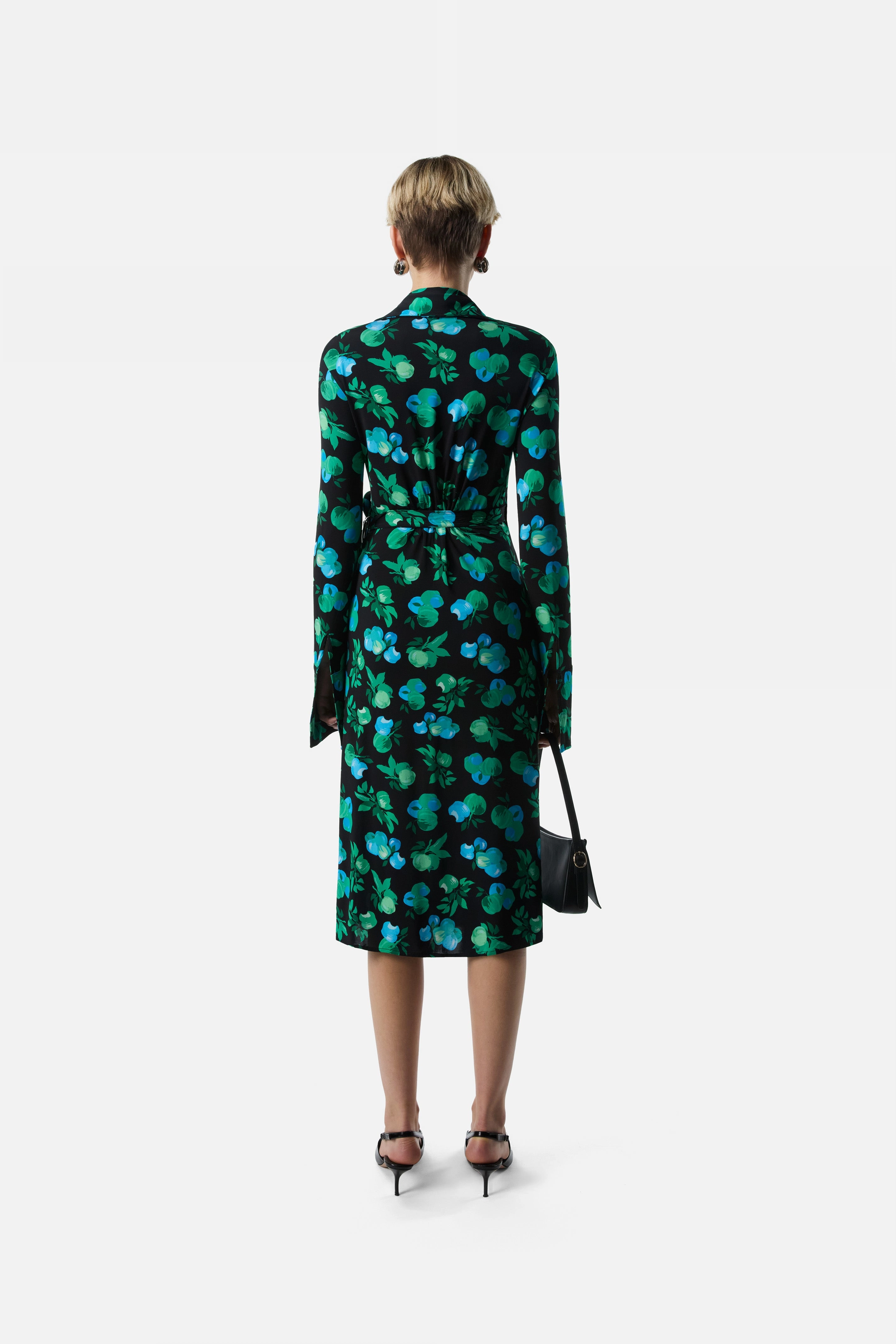 C-Logo Print Wrap Blouse Dress