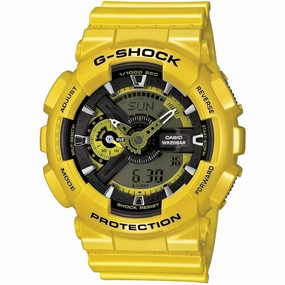 Casio Men's Watch - G-Shock Metallic Yellow Resin Strap Analog-Digital | GA110NM-9A
