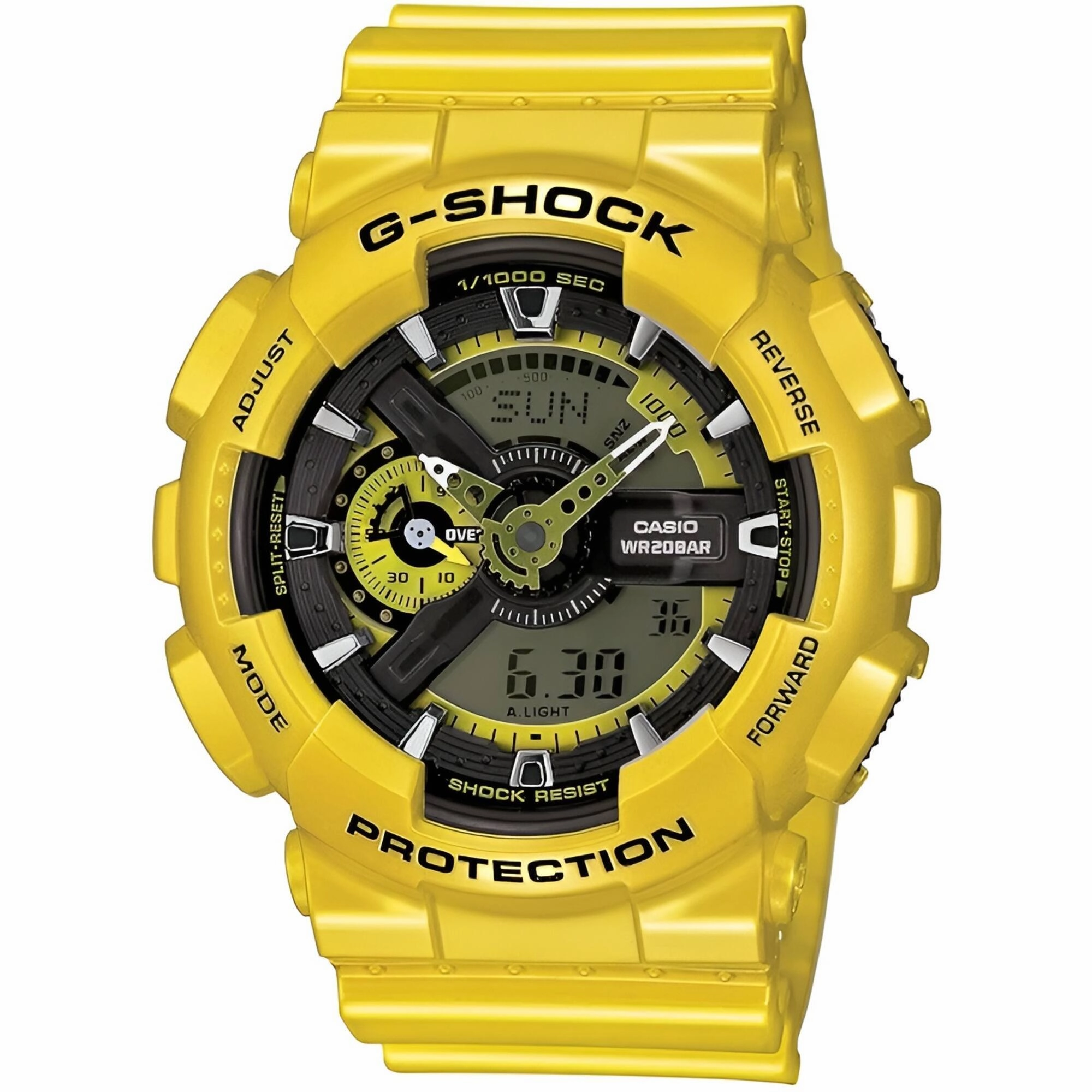 Casio Men's Watch - G-Shock Metallic Yellow Resin Strap Analog-Digital | GA110NM-9A