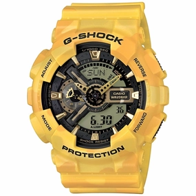 Casio Men's Watch - G-Shock Yellow Camouflage Resin Strap Analog-Digital | GA110CM-9A