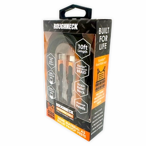 Charging Cable Roughneck USB-C to USB-C 10FT 2.4 Amp - 3 Pieces Per Pack 24571