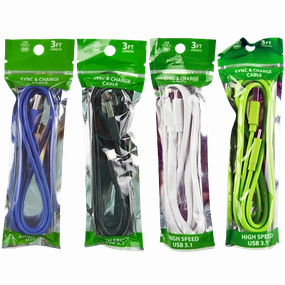Charging Cable USB 3.1 to USB-C 3FT - 20 Pieces Per Pack 21742