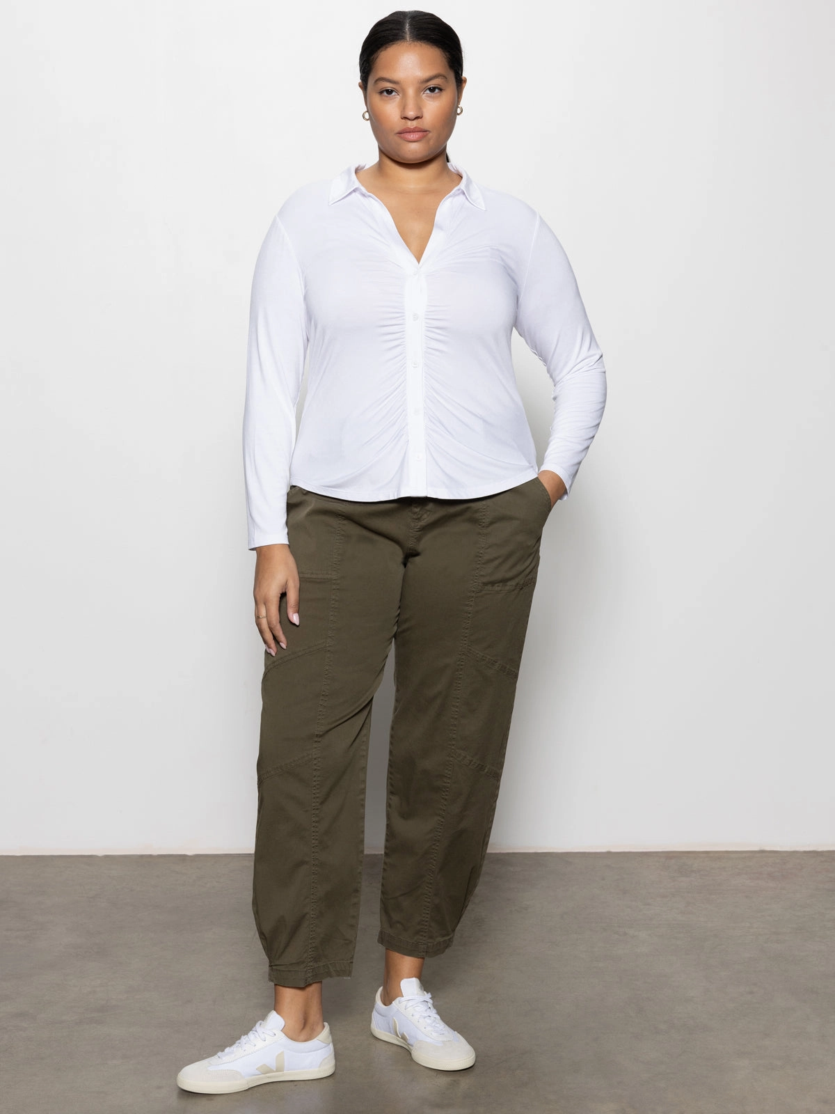 Dreamgirl Button Up Top White Extended Sizing