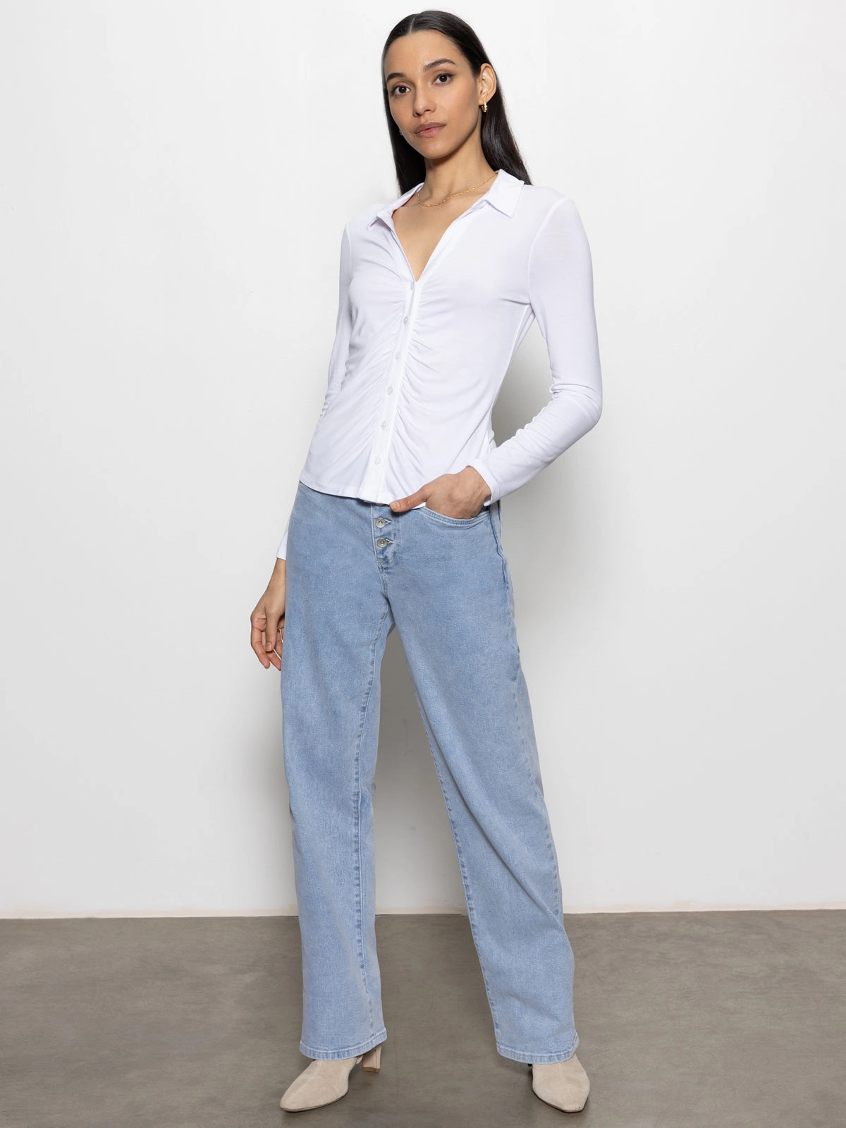 Dreamgirl Button Up Top White