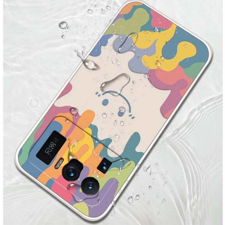 For Xiaomi Mi 11 Cube Painted Smiley Straight Side Liquid Silicone Shockproof Case with Hand