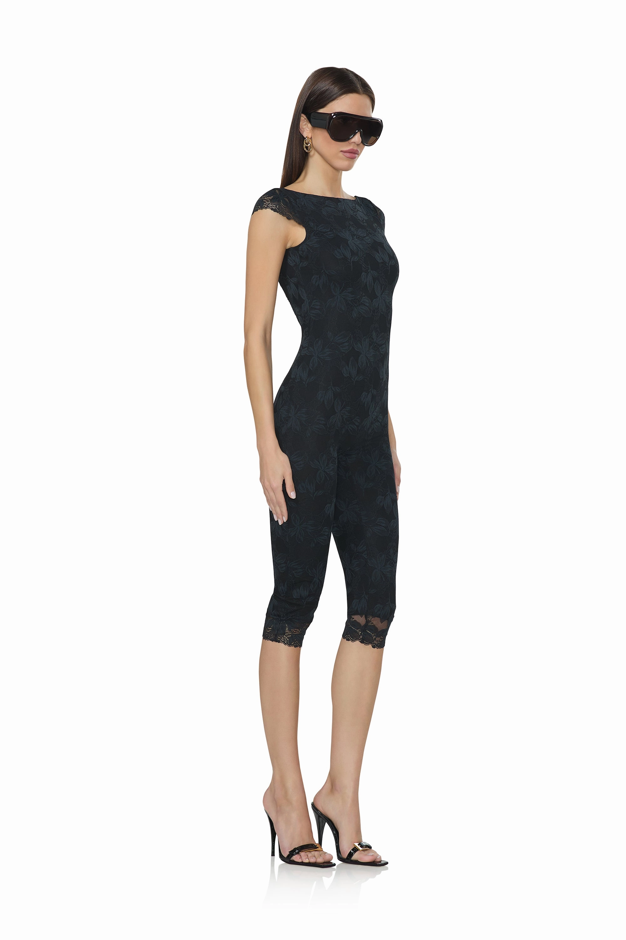 Gilly Lace Catsuit - Noir