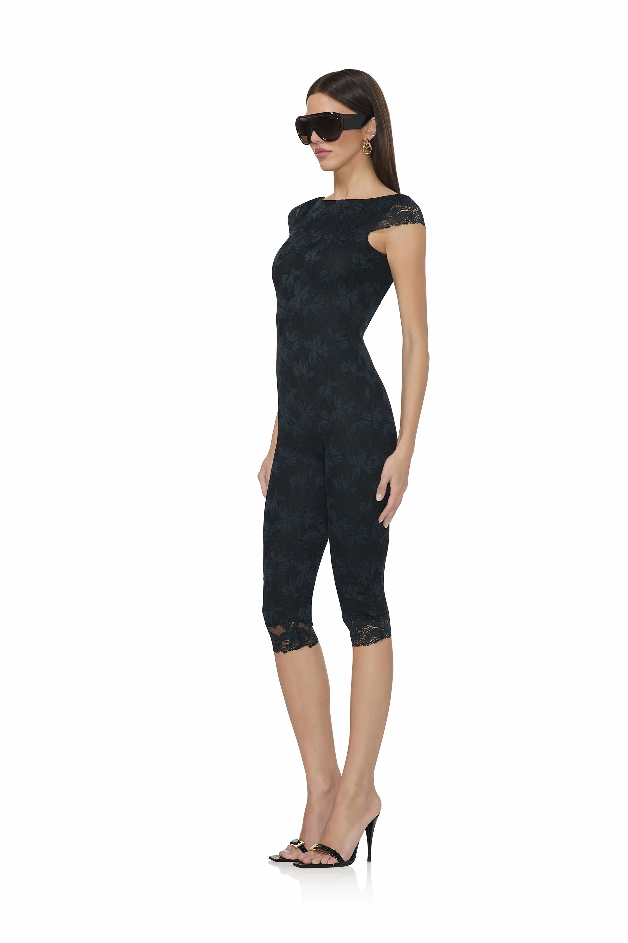 Gilly Lace Catsuit - Noir