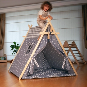 Gray Stars Play Tent and Play Mat