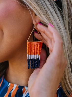 Greer Earrings | Navy   Orange