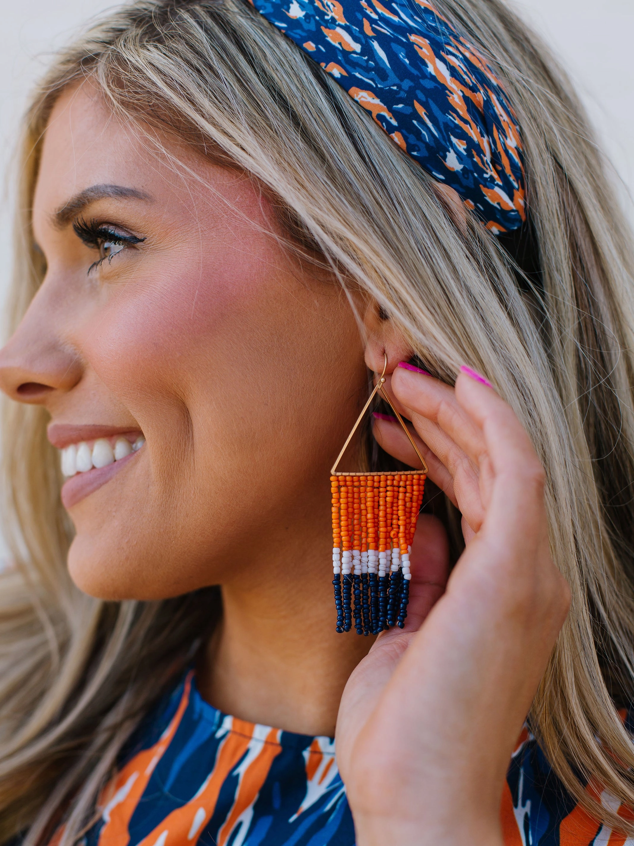 Greer Earrings | Navy   Orange