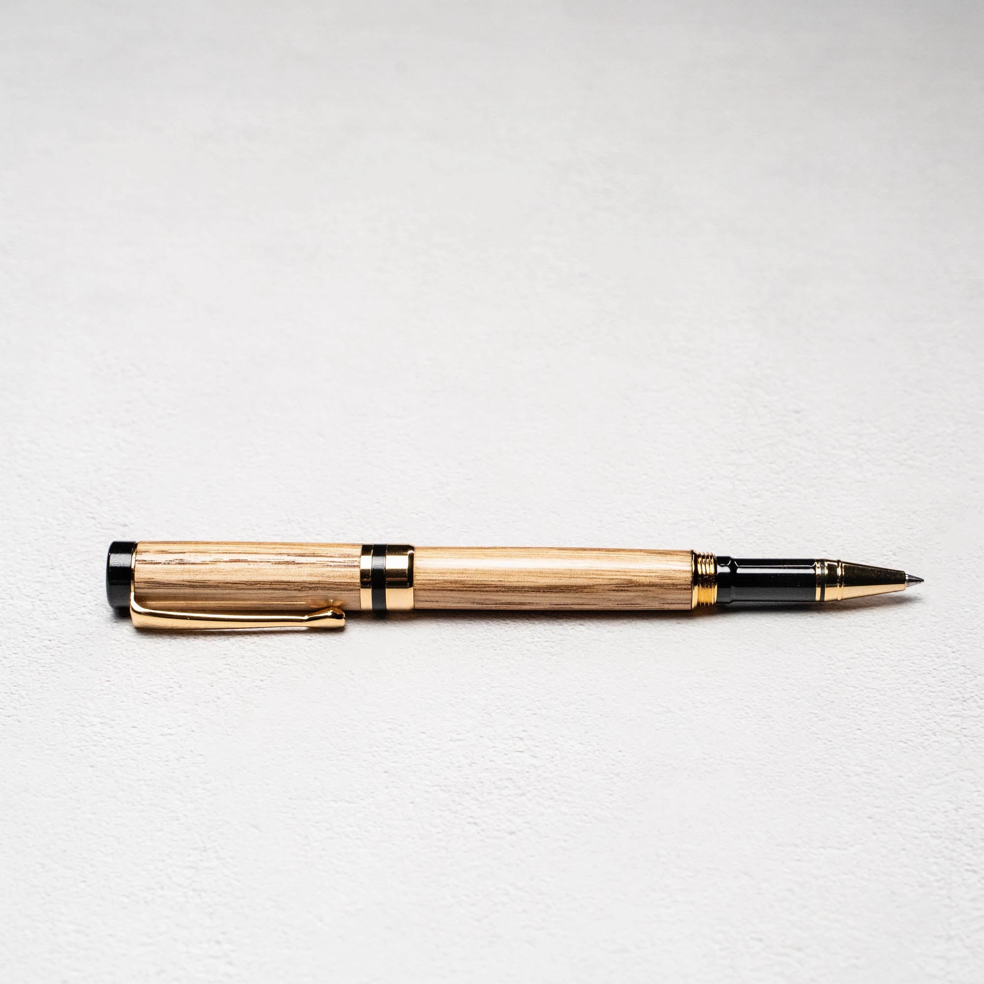 Hand-Turned Tennessee Whiskey Barrel Rollerball Pen   Fine Leather Pen Sleeve