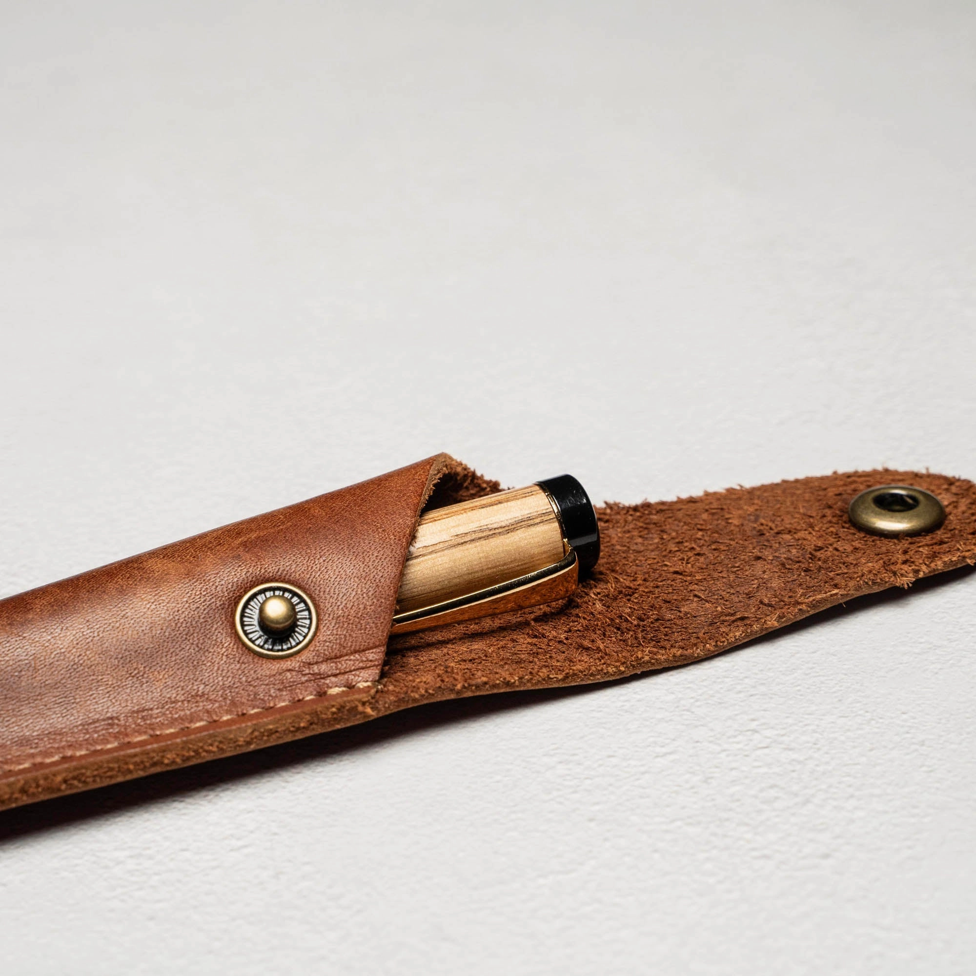 Hand-Turned Tennessee Whiskey Barrel Rollerball Pen   Fine Leather Pen Sleeve