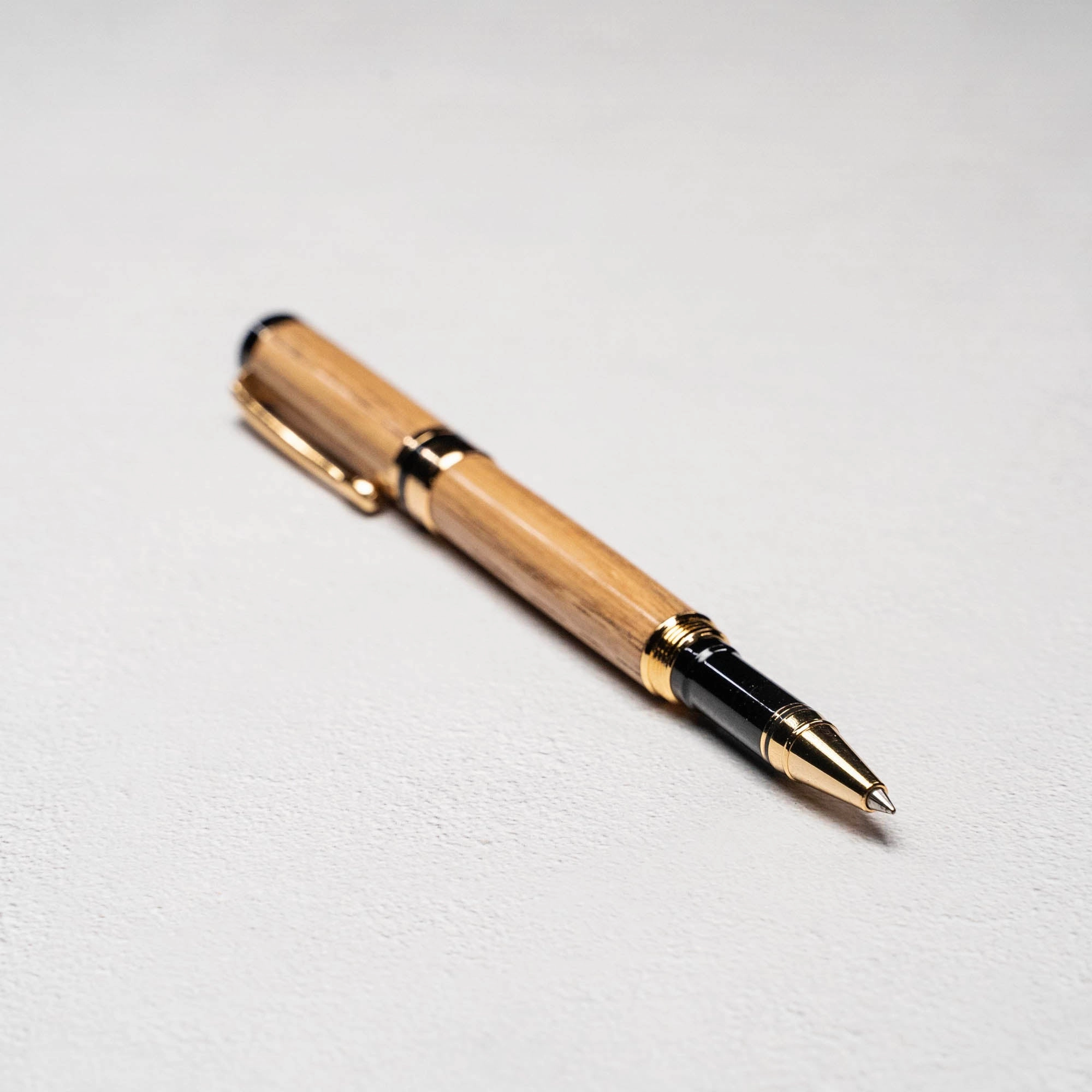 Hand-Turned Tennessee Whiskey Barrel Rollerball Pen   Fine Leather Pen Sleeve