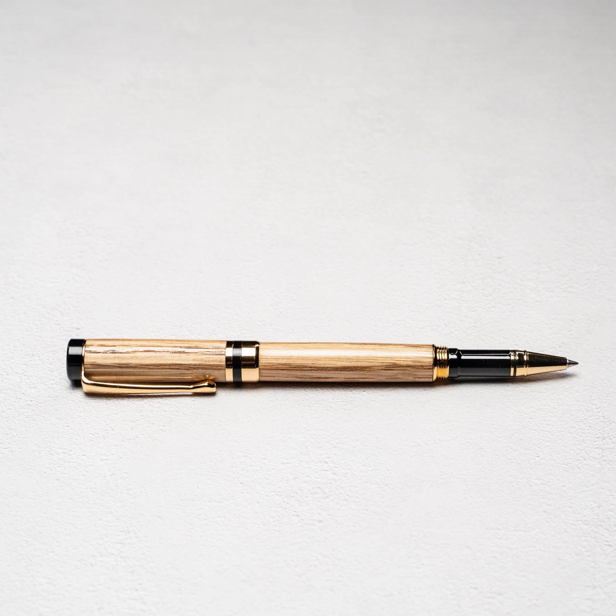 Hand-Turned Tennessee Whiskey Barrel Rollerball Pen   Fine Leather Pen Sleeve