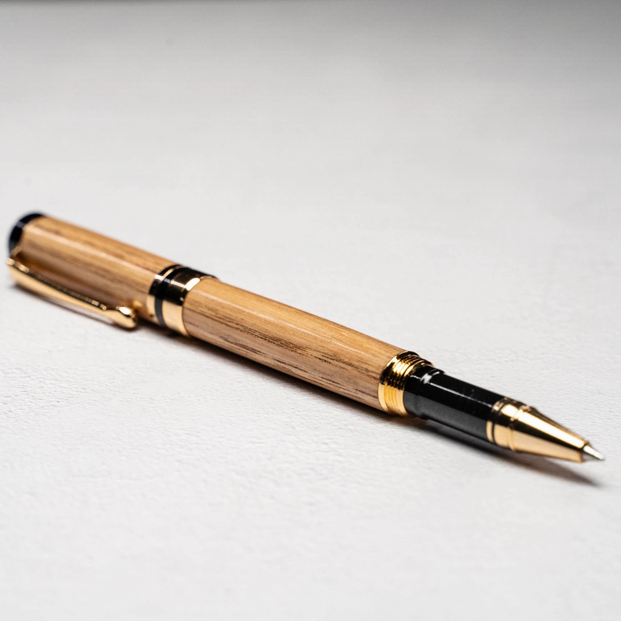 Hand-Turned Tennessee Whiskey Barrel Rollerball Pen   Fine Leather Pen Sleeve