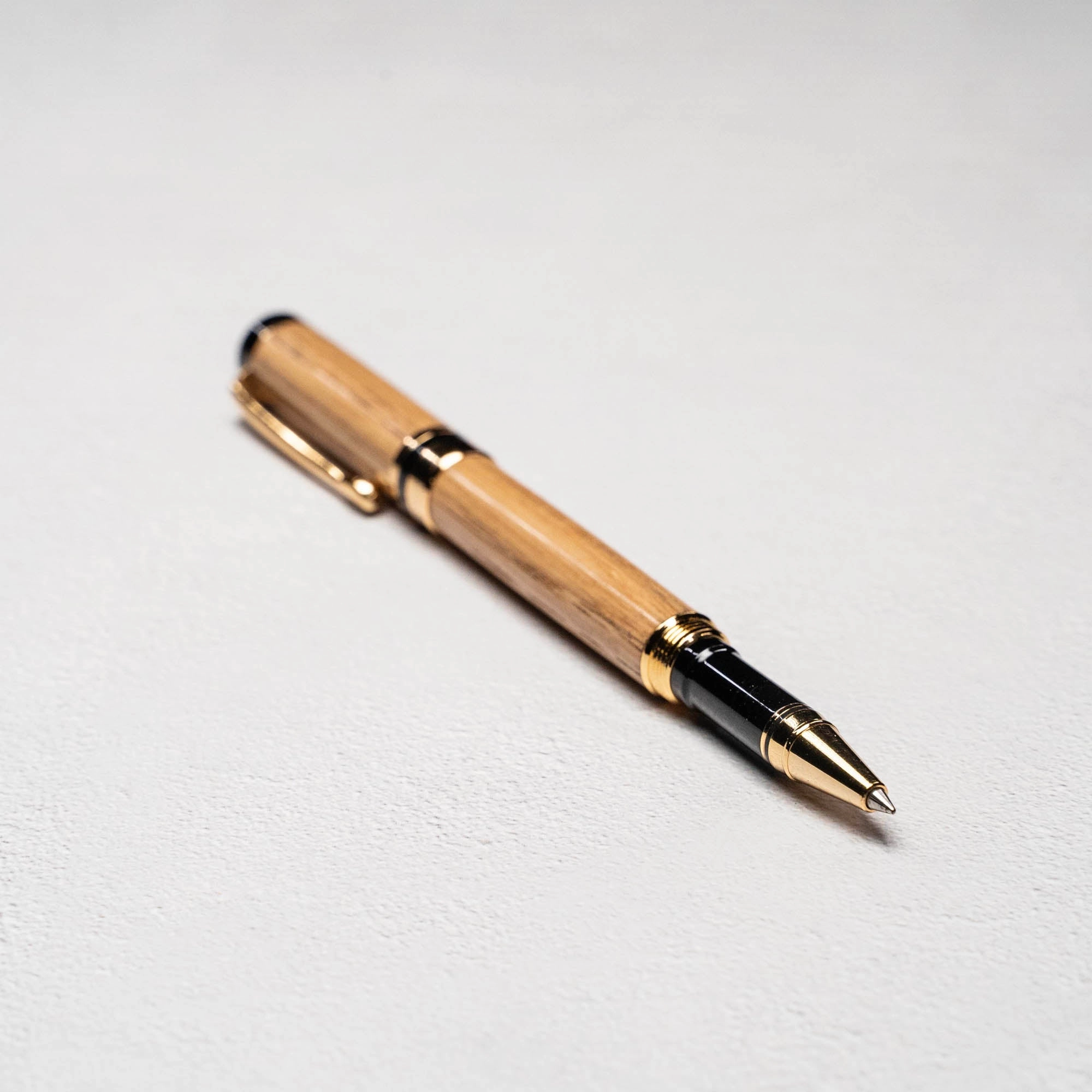 Hand-Turned Tennessee Whiskey Barrel Rollerball Pen   Fine Leather Pen Sleeve
