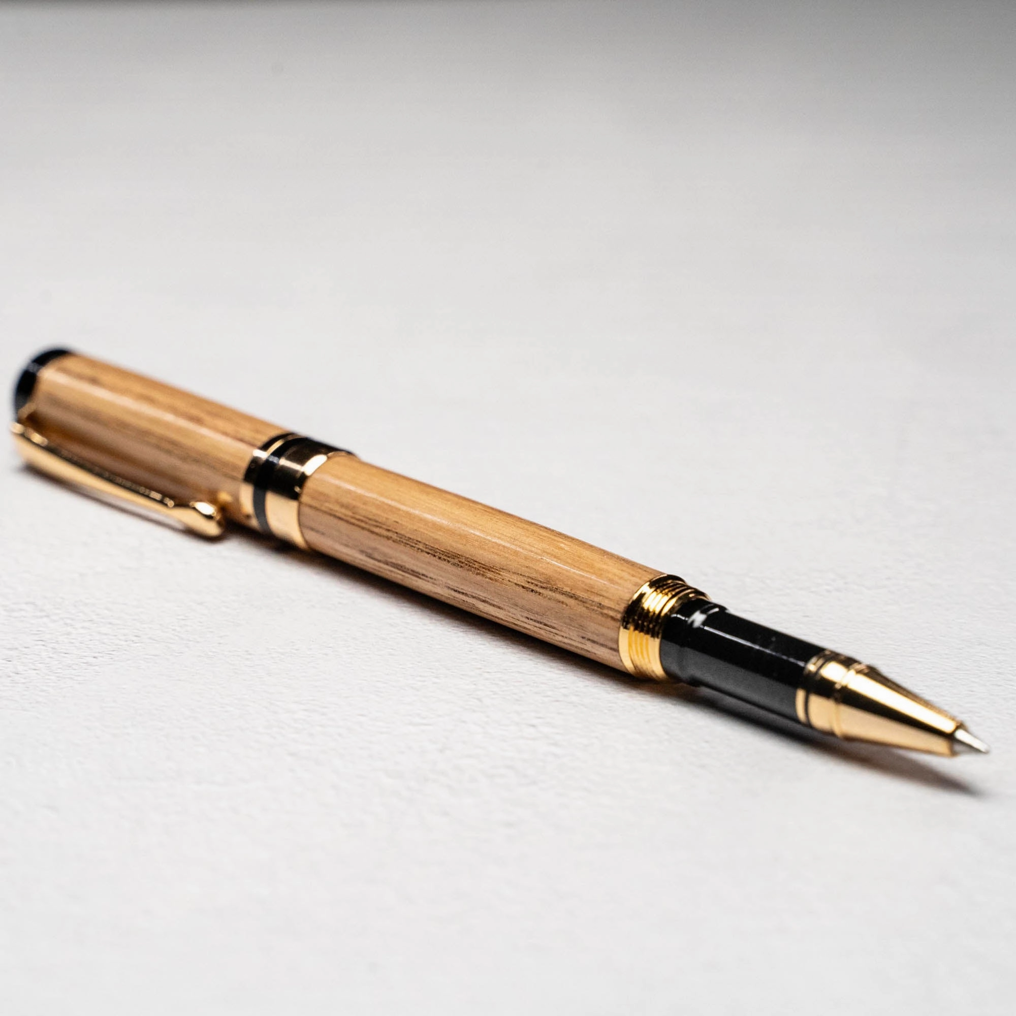 Hand-Turned Tennessee Whiskey Barrel Rollerball Pen   Fine Leather Pen Sleeve