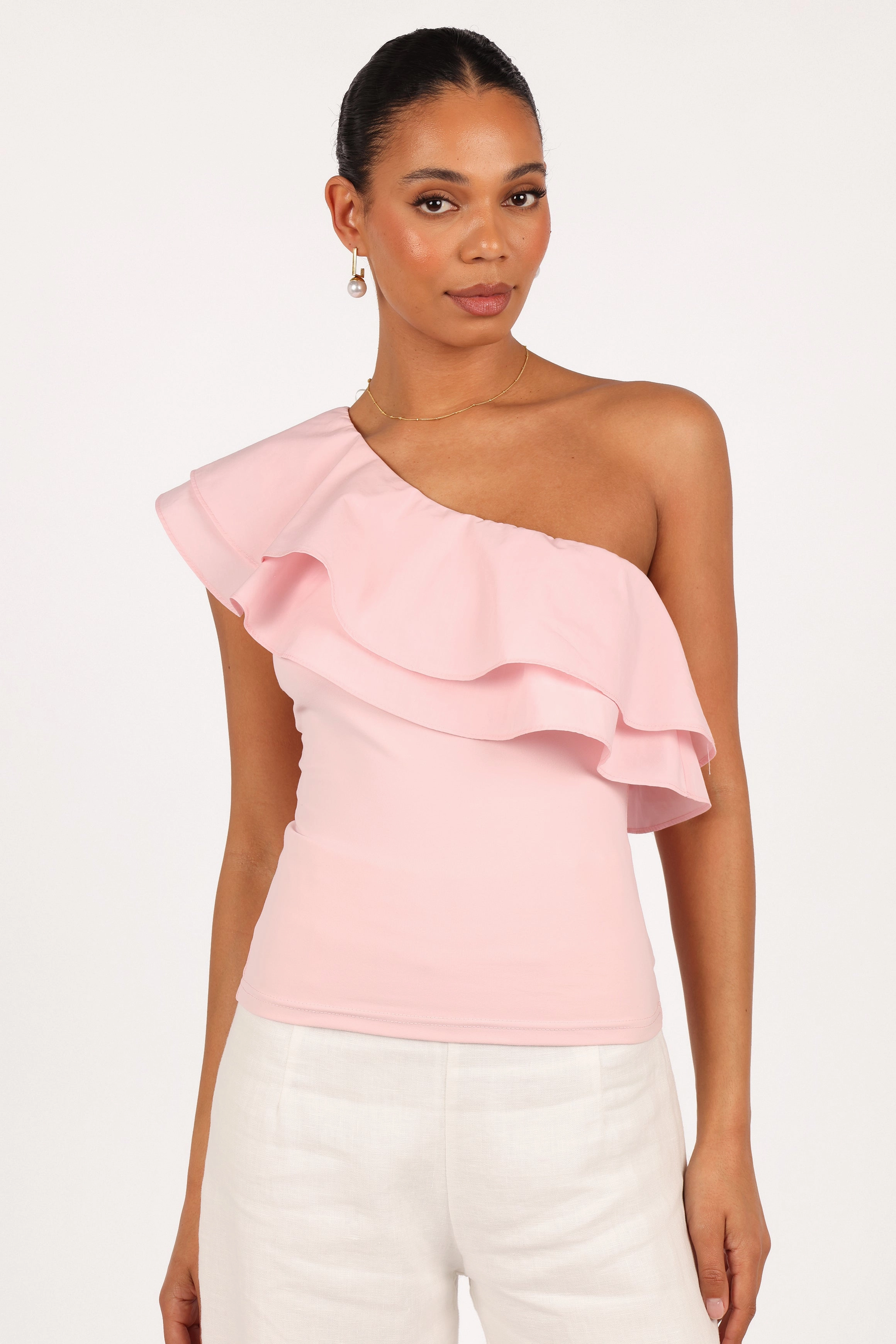 Kate One Shoulder Top - Petal Pink