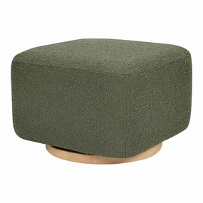 Kiwi Gliding Ottoman - Olive Boucle w/ Light Wood Base