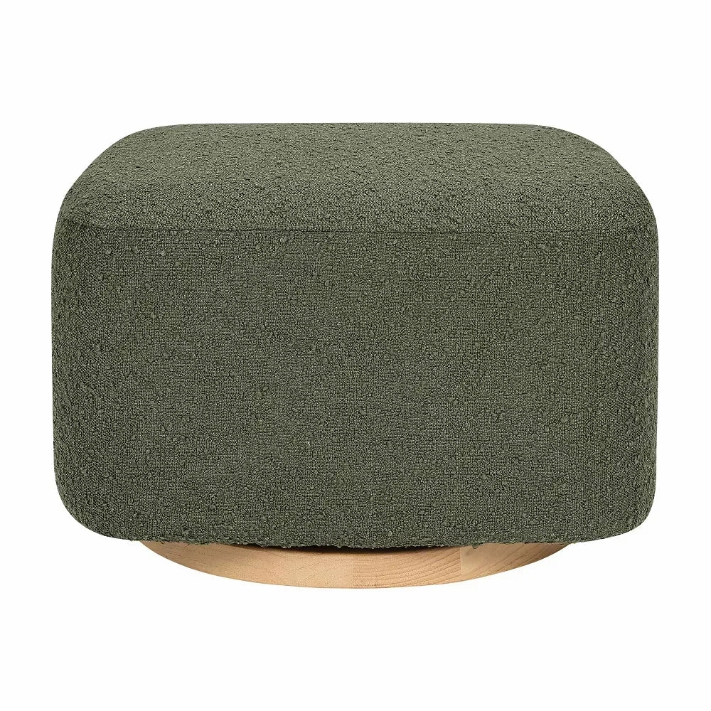 Kiwi Gliding Ottoman - Olive Boucle w/ Light Wood Base